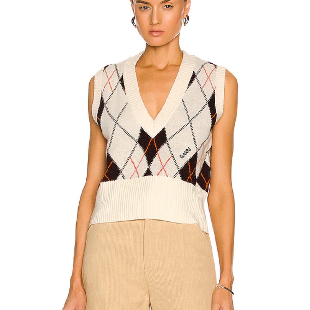 Ganni harlequin knit vest